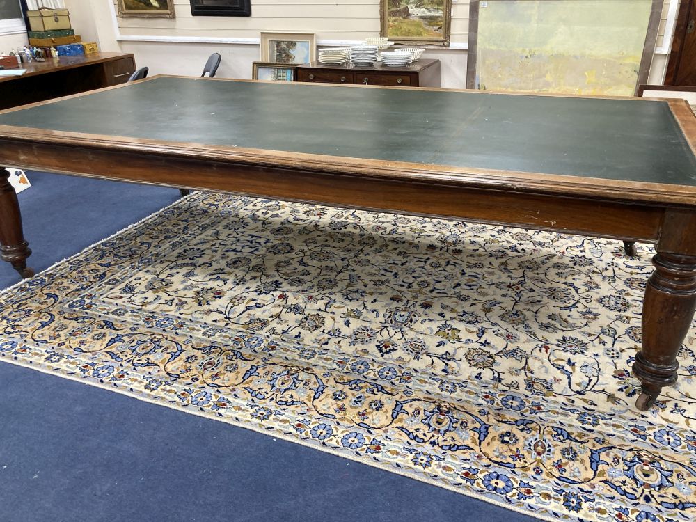 A Victorian mahogany boardroom / reading table, length 306cm, depth 52cm, height 77cm